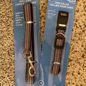 Dog Collar & Leash: Matching Multicolor Small Collar and Leash